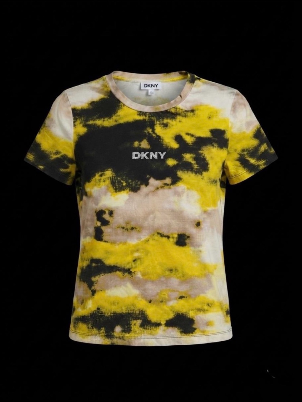 DKNY Rhinestone Logo Tie Dye T-Shirt Womens Size M